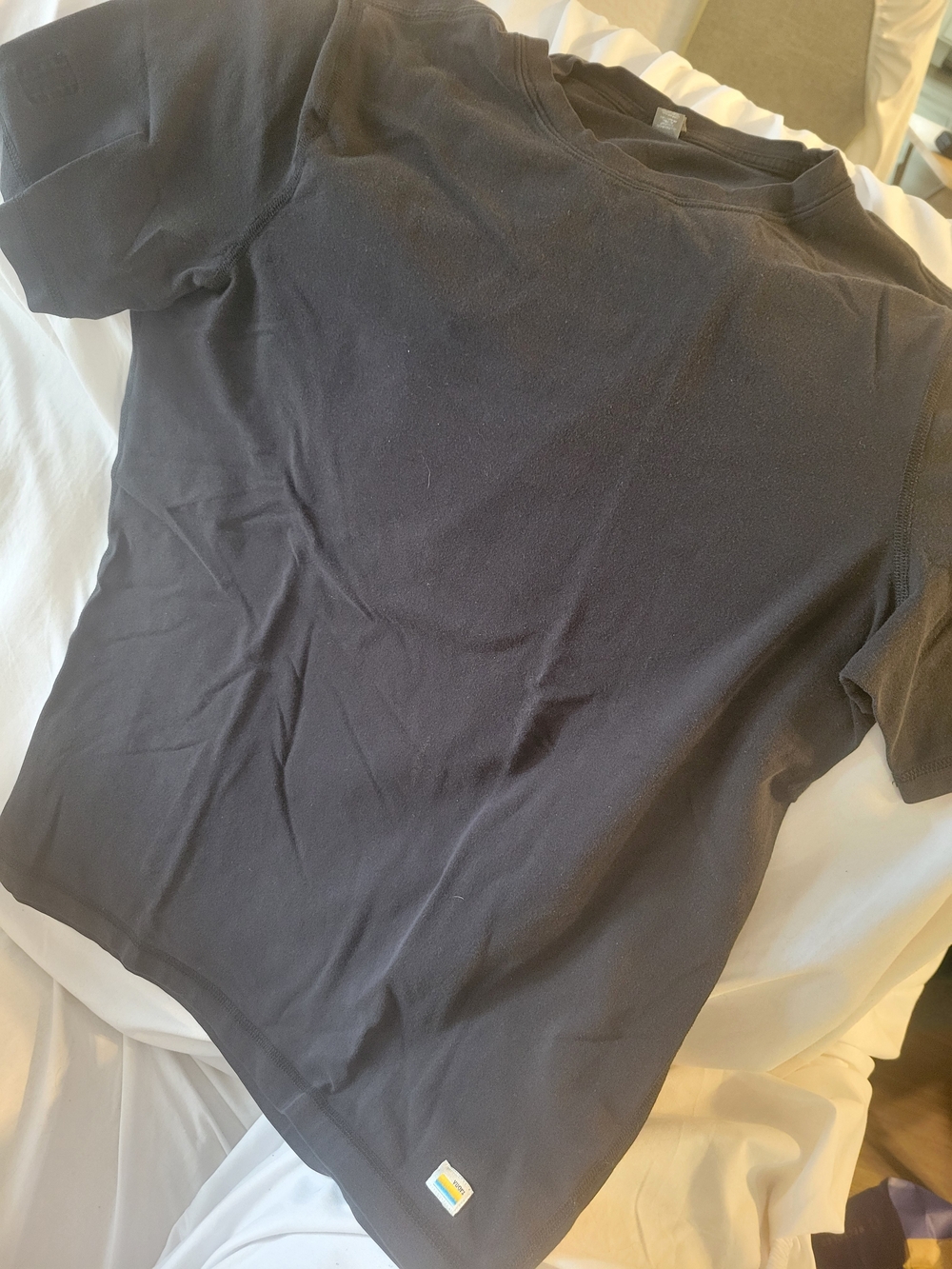 8 Total Vuori Black Tee with Yellow & Blue Logo.... You Get 8 Shirts For That Pr